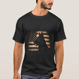 Camiseta Pastor Alemão Preto Bandeira Americana 4 de Julho