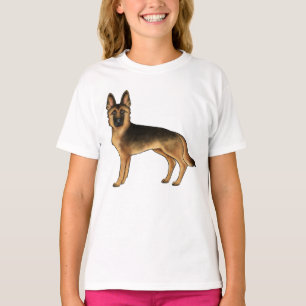 Camiseta Pastor Alemão Preto e Dourado Desenho Animado Dive