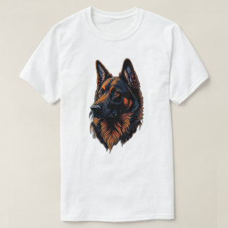 Camiseta Pastor Alemao Preto Laranja Face
