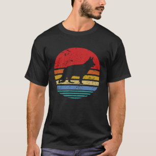 Camiseta Pastor Alemão Retro Pôr do Sol Distressed Mãe Pai 