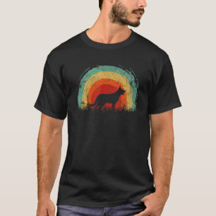 Camiseta Pastor Alemão Retro Vintage Arco-Íris Cachorro Hom