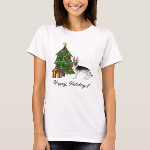 Camiseta Pastor Alemão Silver Sable Natal Festivo
