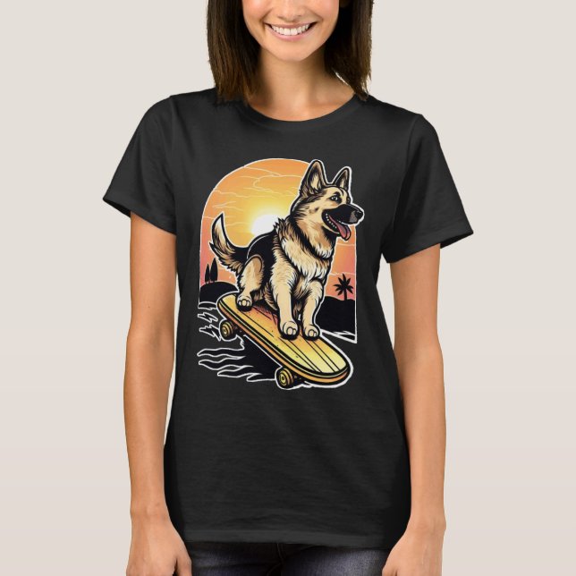 Camiseta Pastor Alemão Skatista (Frente)