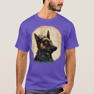 Camiseta Pastor alemão Surreal Steampunk Trabalho de arte D