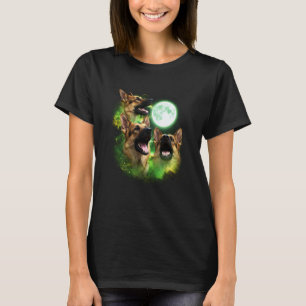 Camiseta Pastor Alemão Uivando para a Lua Green tie dye