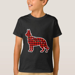 Camiseta Pastor Alemão Xadrez de Búfalo Vermelho e Preto de
