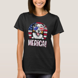 Camiseta Pastor Australiano 4 De Julho Cão De Bandeira Amer