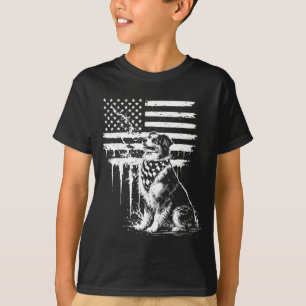 Camiseta pastor australiano bandeira americana 4 de julho e