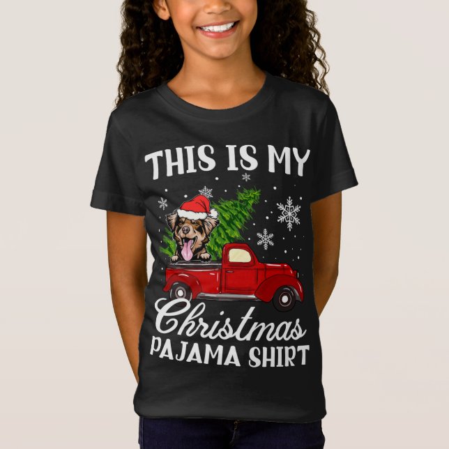 Camiseta Pastor Australiano Cachorro Andando Caminhão Verme (Frente)