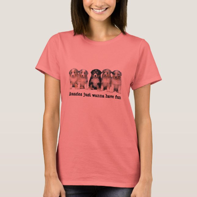 Camiseta Pastor Australiano Cama Camisa-Damas (Frente)