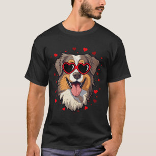 Camiseta Pastor Australiano Coração de São Valentim Amante