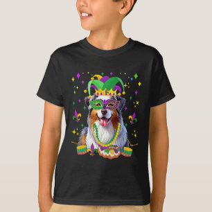 Camiseta Pastor australiano Mardi Gras mascarado proprietár