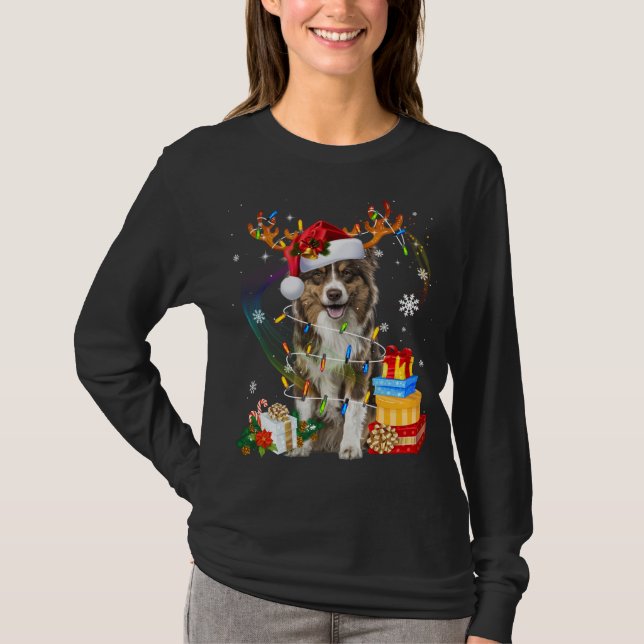 Camiseta Pastor australiano Reindeer Funny X (Frente)