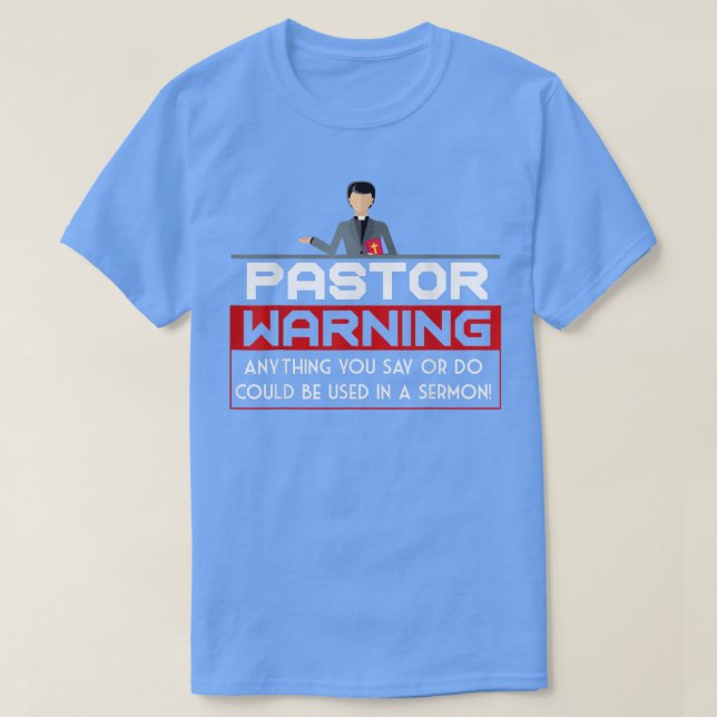 Camiseta Pastor avisando cristão Jesus crente sermão (Frente do Design)