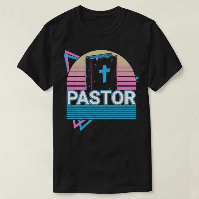 Camiseta Pastor Christian Church Preacher Retro Gift (Frente do Design)