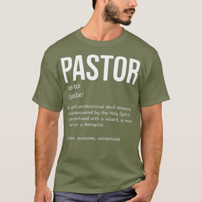 Camiseta Pastor Engraçado Definição Dotado de Pastores Cris (Frente)