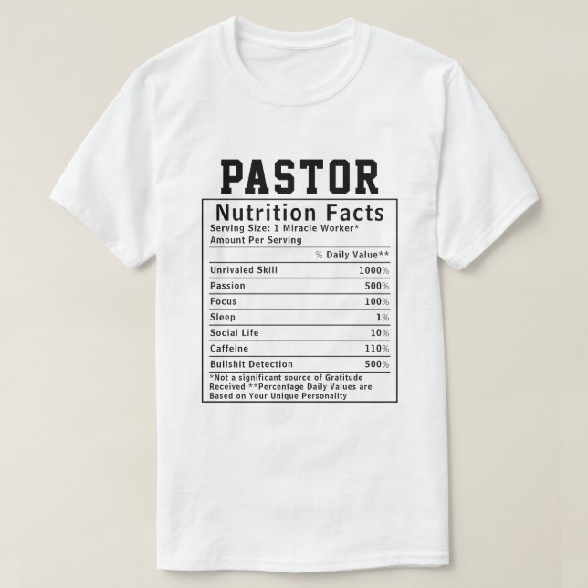 Camiseta Pastor Engraçado Nutrição Fala presente de líder e (Frente do Design)