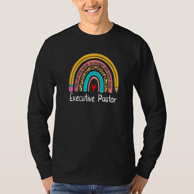 Camiseta Pastor Executivo Leopard Arco-Íris De Volta À Esco (Frente)