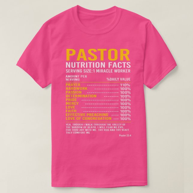 Camiseta Pastor Pastor Pastor Fatos Nutricionais Engraçados (Frente do Design)