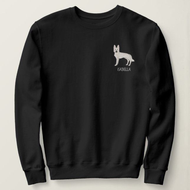 Camiseta Pastor Suíço Branco com Texto Personalizado (Frente do Design)
