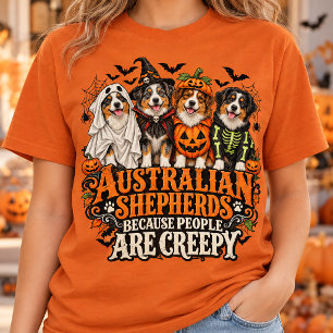 Camiseta Pastores Australianos Pessoas Sinistras Cachorros 