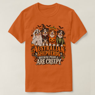 Camiseta Pastores Australianos Pessoas Sinistras Cachorros