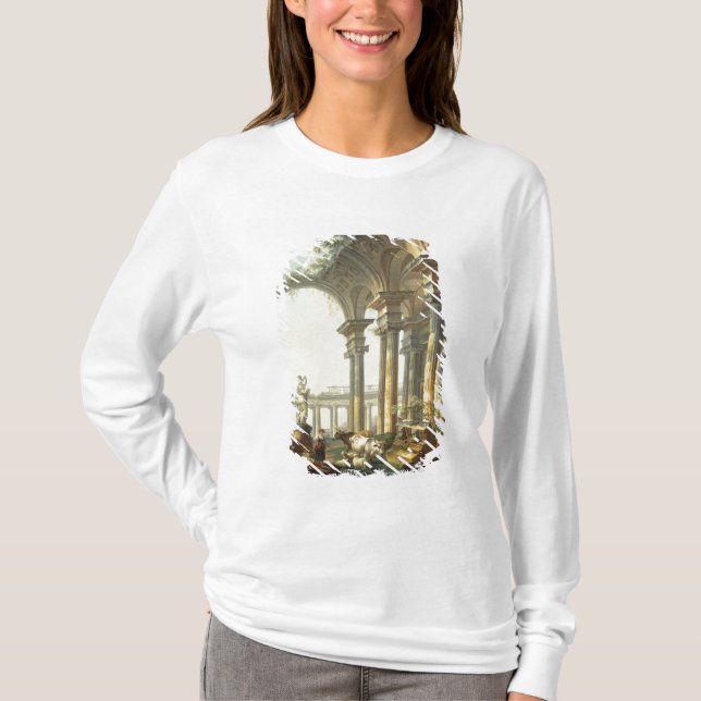 Camiseta Pastores com animais em uma paisagem clássica (Frente)