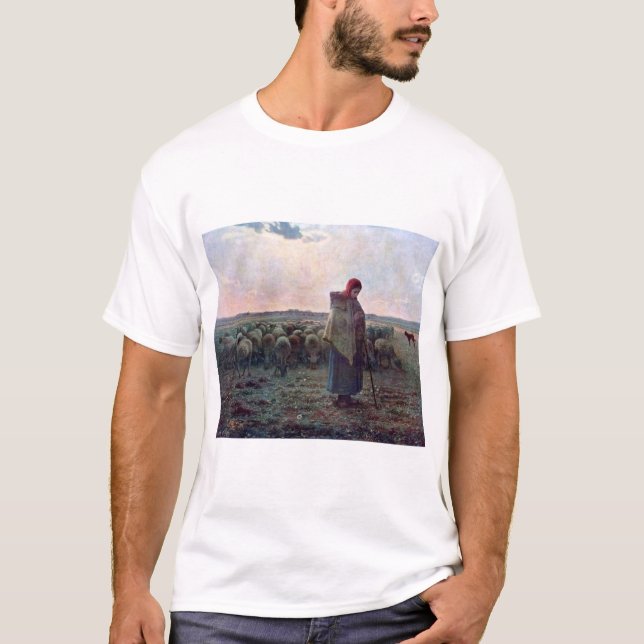 Camiseta Pastores com seu rebanho, Jean-Francois Millet (Frente)