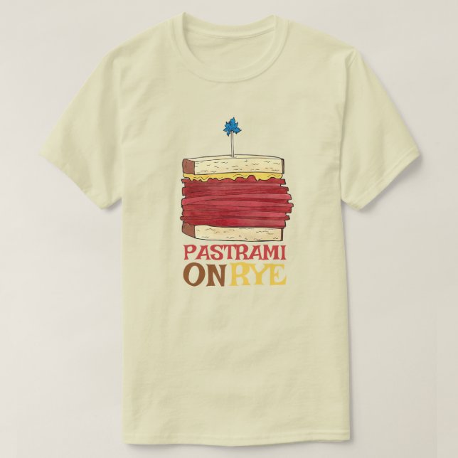 Camiseta Pastrami em Rye NYC Kosher Jewish Deli Sandwich (Frente do Design)