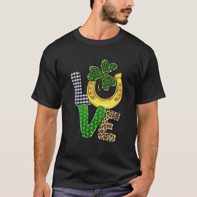 Camiseta Pat De Cavalo Fechado Com Xadrez Leopardo Shamrock (Frente)