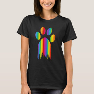 Camiseta Pata-Cachorro Imprimir cão e amante de gato Rainbo