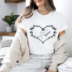 Camiseta Pata de animal de estimação Coração   Meu Verdadei