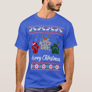 Camiseta Pata de Cachorro de Natal Imprimir Xadrez Decorre 
