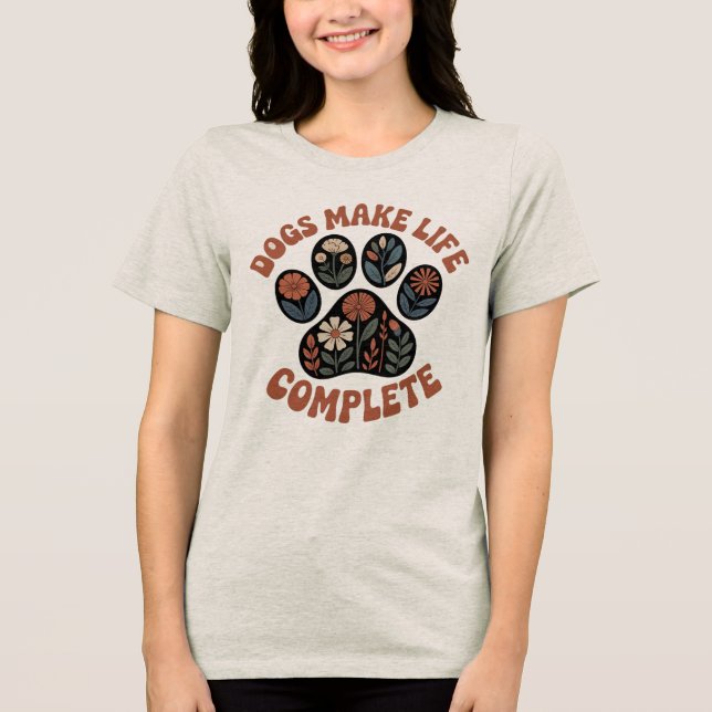 Camiseta Pata de Cachorro Floral Retrô (Frente)
