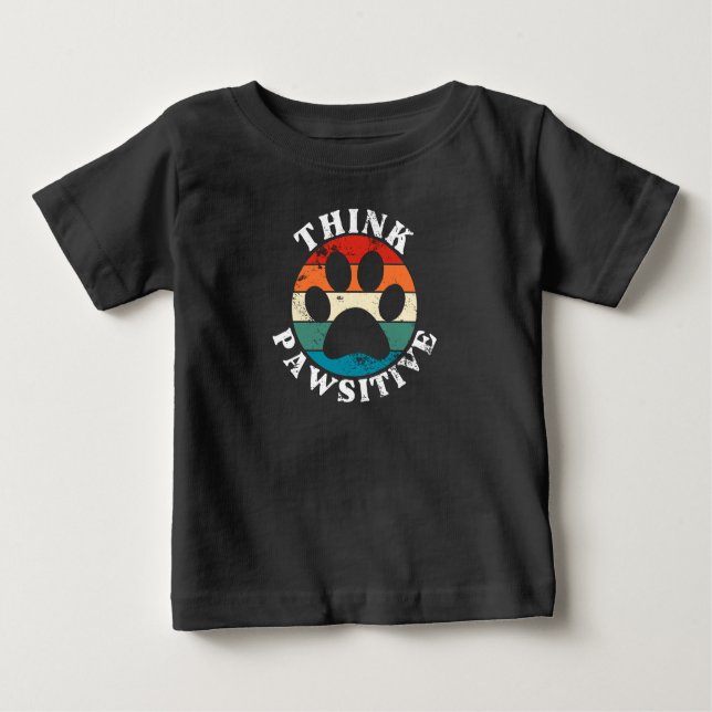Camiseta Pata de Cachorro Pensa em Camisa-T Pawsitiva (Frente)
