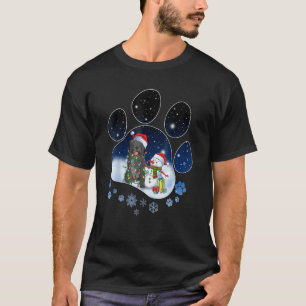 Camiseta Pata de Cachorro Pug Preto Natal Boneco de Neve Lu