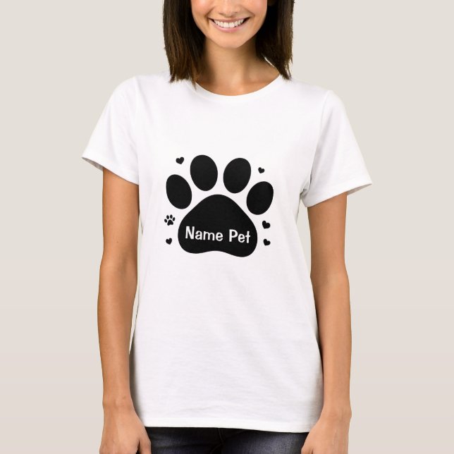 Camiseta Pata de Cão Personalizada Imprimir Nome de Pet Per (Frente)