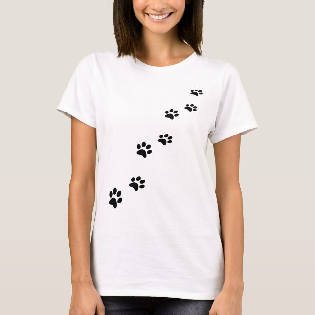 Camiseta Pata de gato preto em branco (Frente)