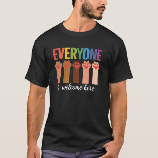 Camiseta Pata de Gato, Todos São Bem-Vindos Aqui Professor 
