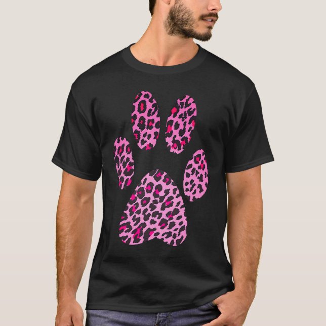 Camiseta Pata de Impressão de Leopardo Rosa Cat Cheetah Jag (Frente)