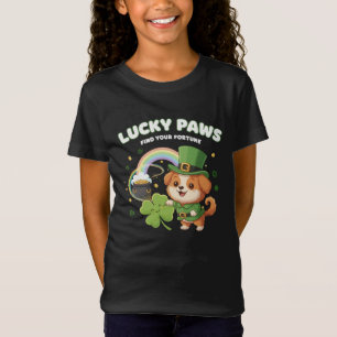 Camiseta "Pata Sortuda Dia de São Patrício Cachorrinho"