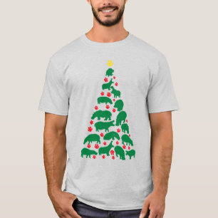 Camiseta Pata Vermelha de Árvore de Natal de Hippo Verde