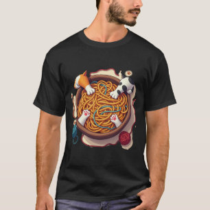 Camiseta Patas de Gato Divertidas Espaguete de Fio Humor de