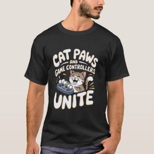 Camiseta Patas de gato e controles de jogo unem gatos Pun e