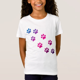 Camiseta Patas de Gato Padrão Cor-de-rosa-púrpura