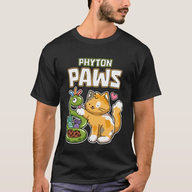 Camiseta Patas de Phyton Gato Cobra Divertido Programação P (Frente)