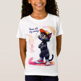Camiseta Patas do meu doce! Gato negro em tênis, Halloween