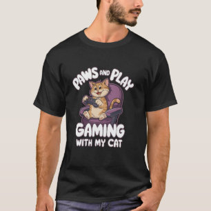Camiseta Patas e jogar Jogos com meu gato Jogando Video Gam