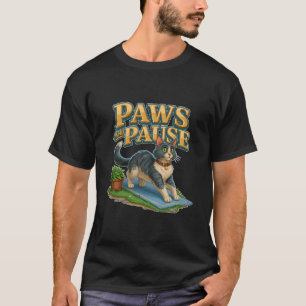 Camiseta Patas E Pausa Gato De Yoga Engraçado Esticando no