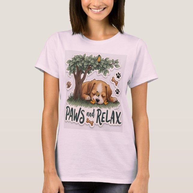 Camiseta Patas e Relaxe: Pet Calmo e Cozy (Frente)